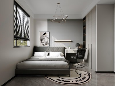 现代简约卧室3D模型下载